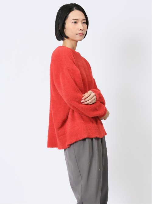 袖パフ フェザー ニットプルオーバー