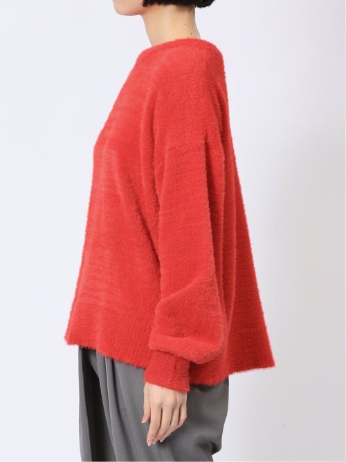 袖パフ フェザー ニットプルオーバー