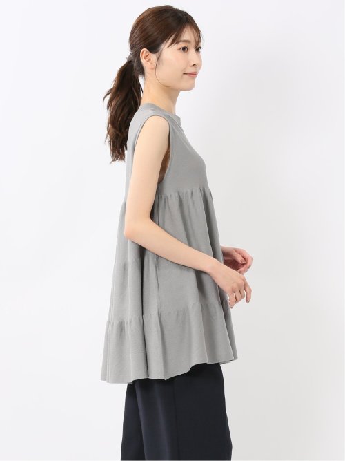 ティアード ノースリ ニットプルオーバー