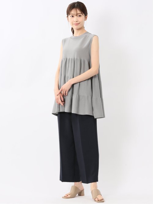 ティアード ノースリ ニットプルオーバー