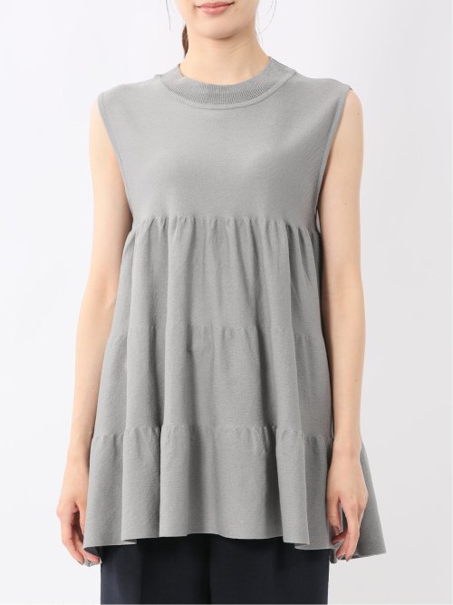 ティアード ノースリ ニットプルオーバー