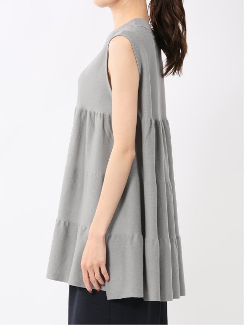 ティアード ノースリ ニットプルオーバー