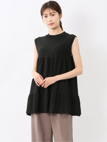 ティアード ノースリ ニットプルオーバー