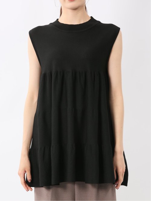 ティアード ノースリ ニットプルオーバー