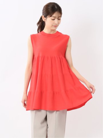 ティアード ノースリ ニットプルオーバー