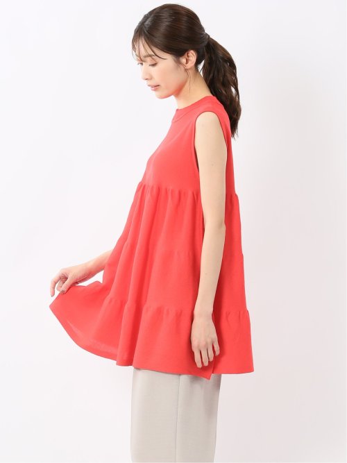 ティアード ノースリ ニットプルオーバー