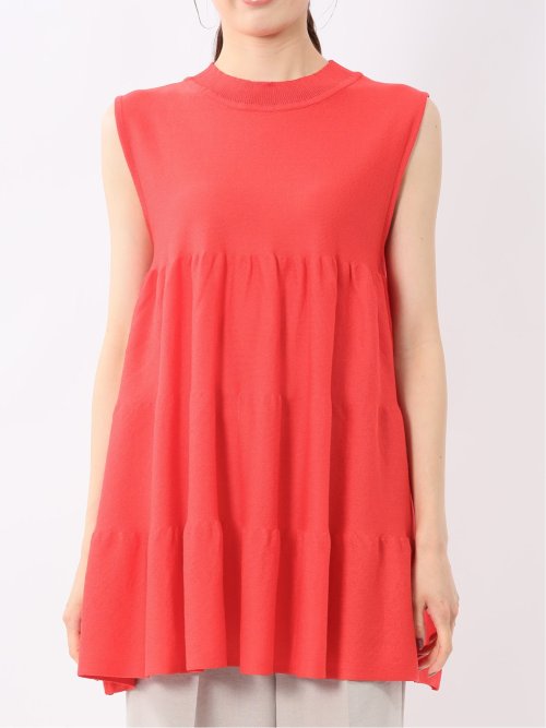 ティアード ノースリ ニットプルオーバー