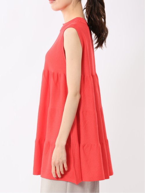 ティアード ノースリ ニットプルオーバー