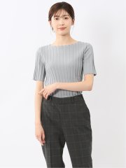 快適機能 ワイドリブ クルーネック 半袖ニット