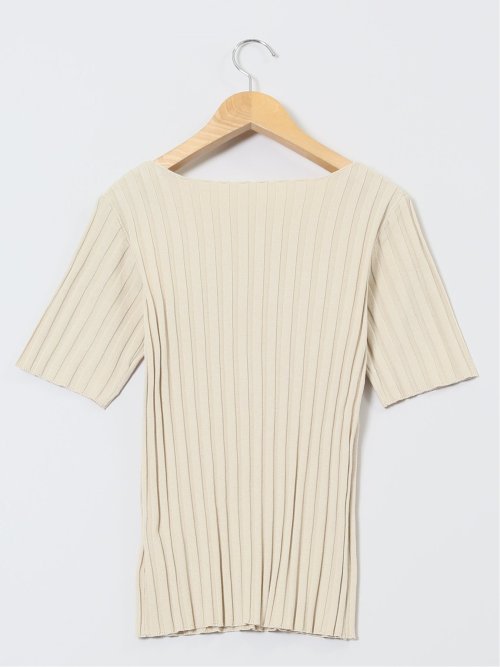 快適機能 ワイドリブ クルーネック 半袖ニット