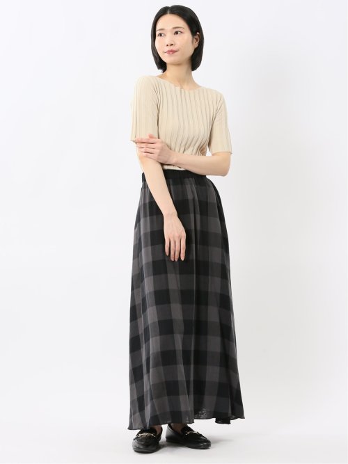 快適機能 ワイドリブ クルーネック 半袖ニット