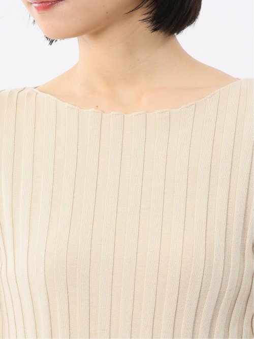 快適機能 ワイドリブ クルーネック 半袖ニット