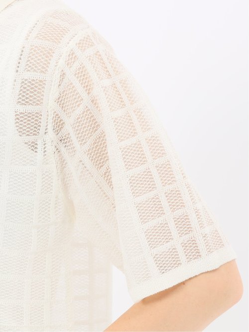 ハンドウォッシャブル シアーチェック ニットシャツ