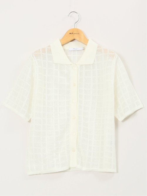 ハンドウォッシャブル シアーチェック ニットシャツ