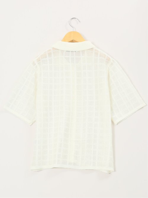 ハンドウォッシャブル シアーチェック ニットシャツ