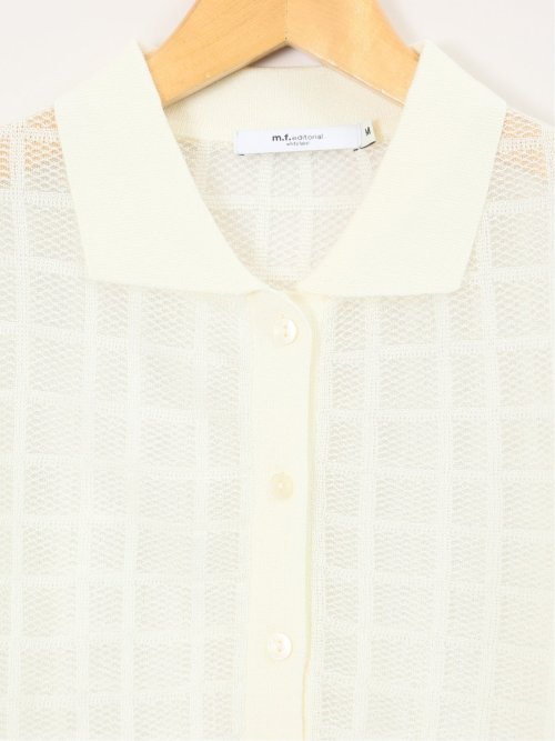 ハンドウォッシャブル シアーチェック ニットシャツ