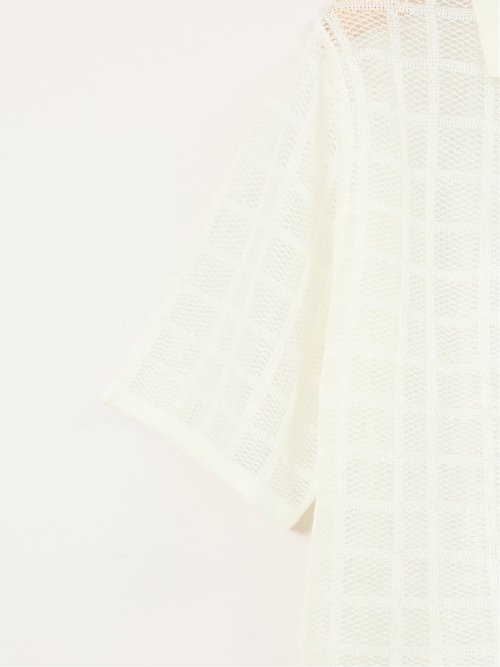 ハンドウォッシャブル シアーチェック ニットシャツ