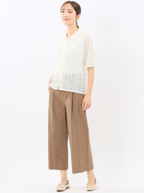 ハンドウォッシャブル シアーチェック ニットシャツ