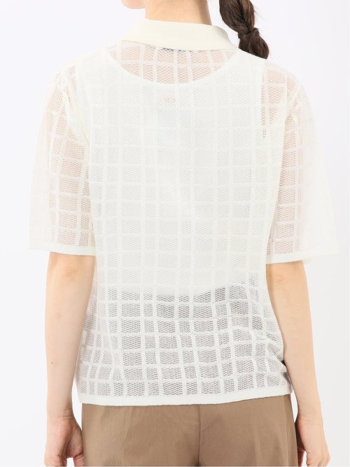 ハンドウォッシャブル シアーチェック ニットシャツ