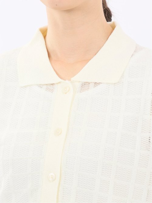 ハンドウォッシャブル シアーチェック ニットシャツ