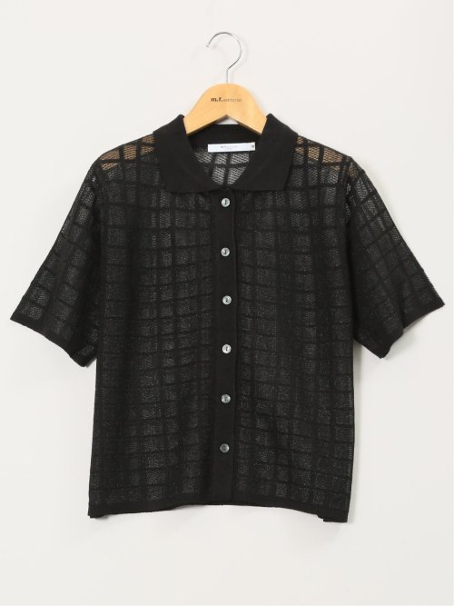 ハンドウォッシャブル シアーチェック ニットシャツ