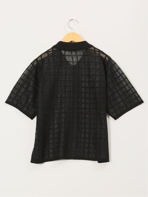 ハンドウォッシャブル シアーチェック ニットシャツ