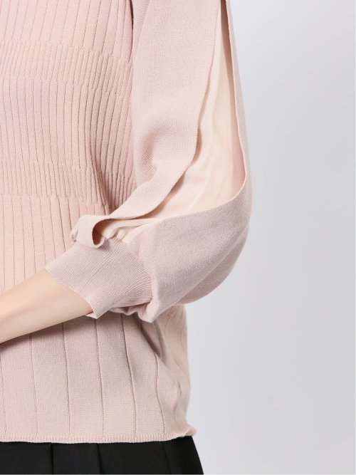 クルーネック 7分袖 ニットプルオーバー