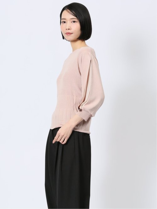 クルーネック 7分袖 ニットプルオーバー