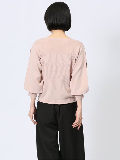 クルーネック 7分袖 ニットプルオーバー