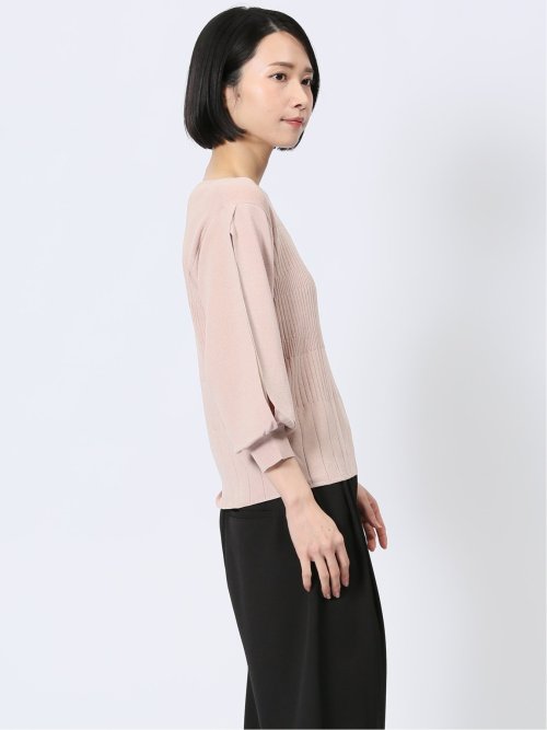 クルーネック 7分袖 ニットプルオーバー