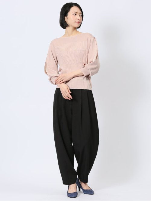 クルーネック 7分袖 ニットプルオーバー