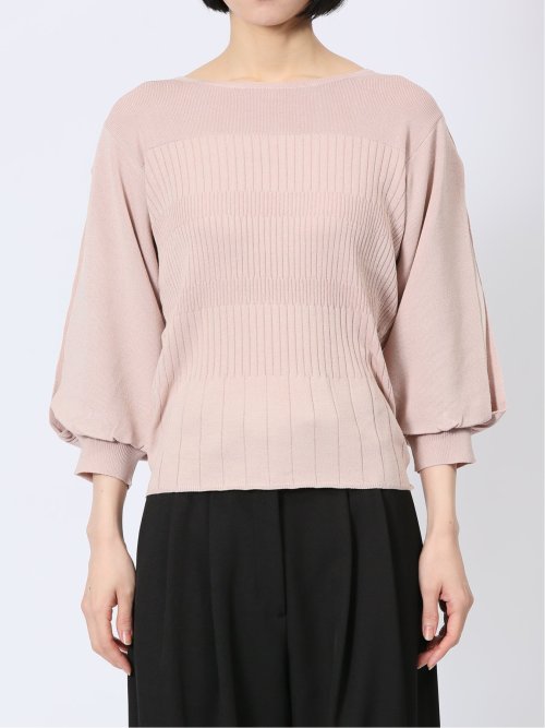 クルーネック 7分袖 ニットプルオーバー