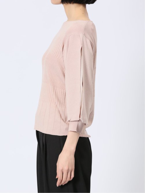 クルーネック 7分袖 ニットプルオーバー