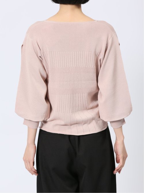 クルーネック 7分袖 ニットプルオーバー