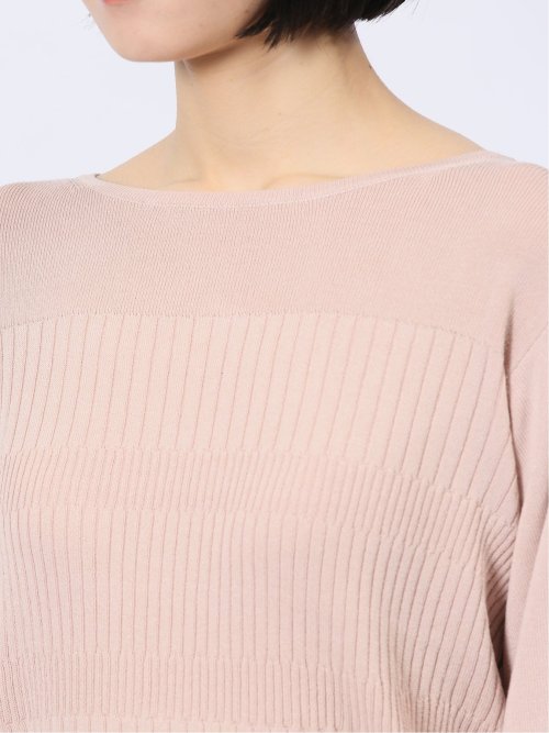 クルーネック 7分袖 ニットプルオーバー