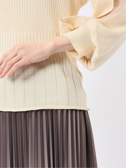 クルーネック 7分袖 ニットプルオーバー