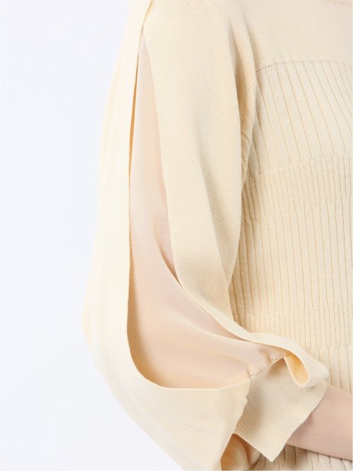 クルーネック 7分袖 ニットプルオーバー