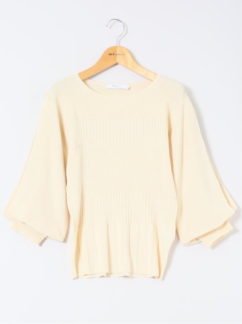 クルーネック 7分袖 ニットプルオーバー