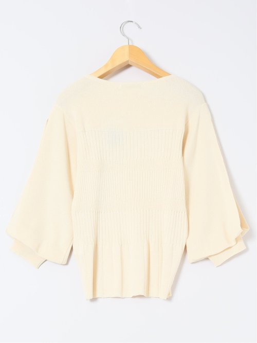 クルーネック 7分袖 ニットプルオーバー