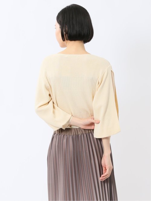 クルーネック 7分袖 ニットプルオーバー