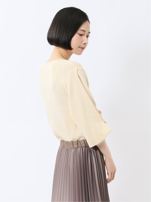 クルーネック 7分袖 ニットプルオーバー