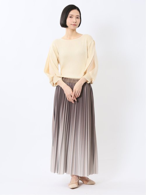 クルーネック 7分袖 ニットプルオーバー