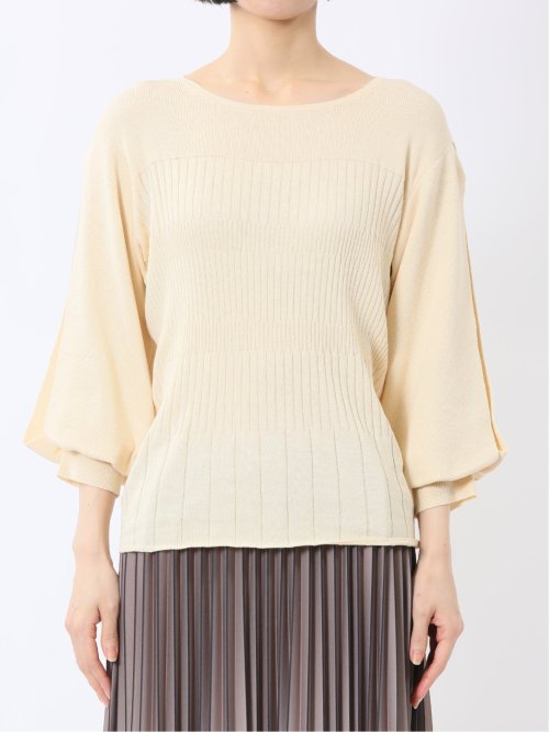 クルーネック 7分袖 ニットプルオーバー