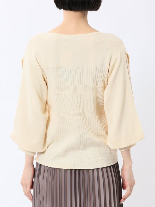 クルーネック 7分袖 ニットプルオーバー