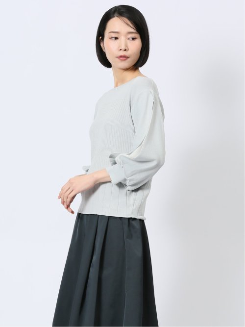 クルーネック 7分袖 ニットプルオーバー