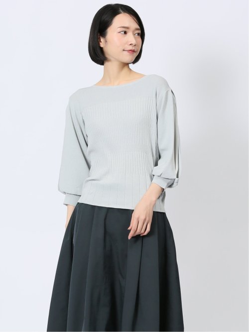 クルーネック 7分袖 ニットプルオーバー