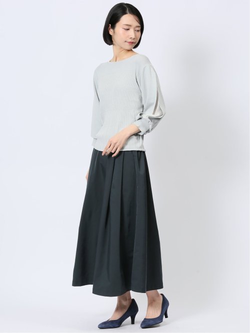 クルーネック 7分袖 ニットプルオーバー