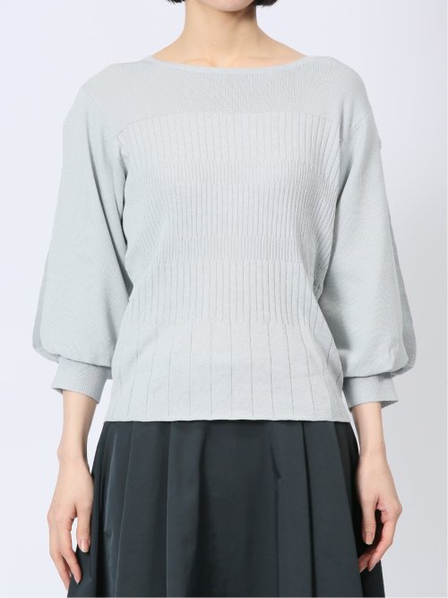 クルーネック 7分袖 ニットプルオーバー