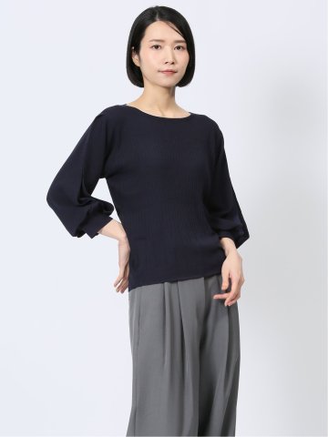 クルーネック 7分袖 ニットプルオーバー