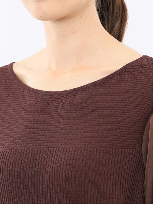 ハンドウォッシャブル 袖チュール ニットプルオーバー